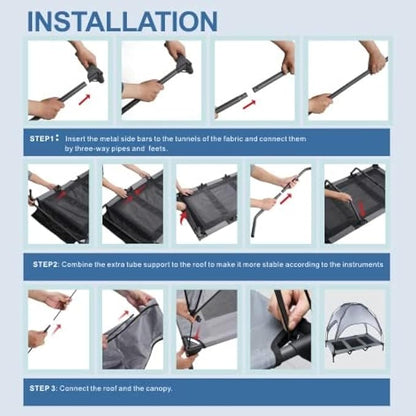 Large Elevated Dog Bed with Canopy 48IN Outdoor