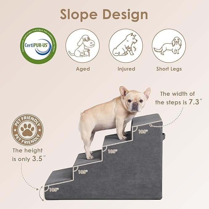 EHEYCIGA Dog Stairs for Small Dog 19.7”H 4-Step Slope