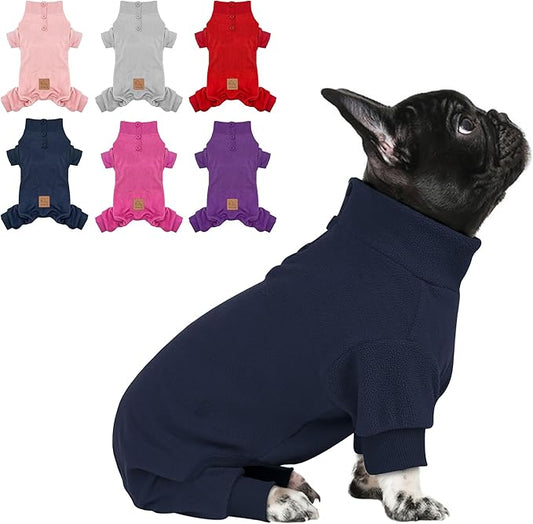 cyeollo Dog Pajamas Fleece Dog Pjs Jumpsuit Thermal Stretchy Dog Onesie Outfits Pet Clothes Winter Dog Pajamas for Small Dogs