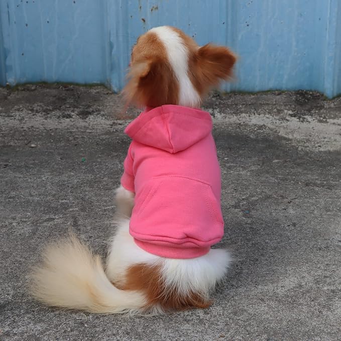 LOPHIPETS Lightweight Cotton Hoodie for Small Dogs – Hooded Sweatshirt for Chihuahuas Puppy and Toy Breeds-Pink/L