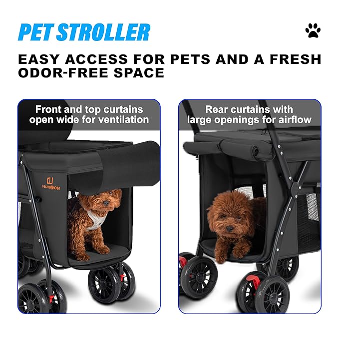 Pet Strollers 3-Door, Folds