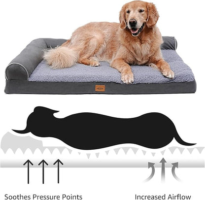 Orthopedic Dog Bed for Large Dogs Removable Bolsters & Washable Cover 35 lbs