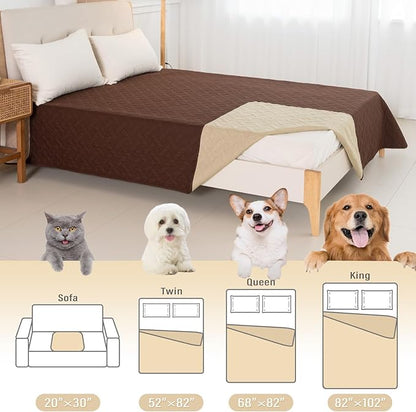 Dog Bed Cover for Pets Blankets Rug Pads for Couch Protection Waterproof Bed Covers Dog Blanket Furniture Protector Reusable Changing Pad (Brown+Beige, 82"x102")