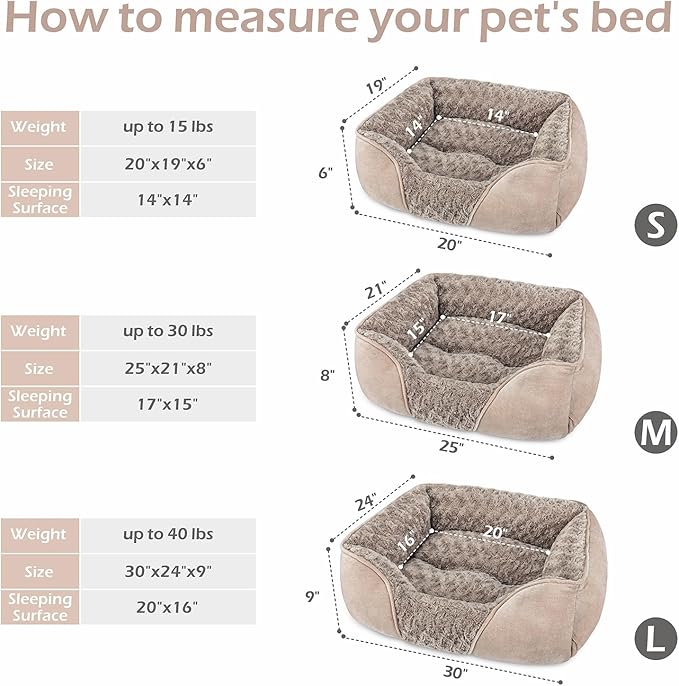 INVENHO Medium Dog Bed for Large Medium Small Dogs Rectangle Washable Dog Bed M(25"x21"x8")