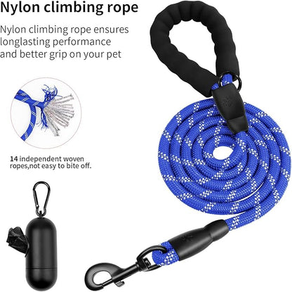 Heavy Duty Dog Leash for Large Medium Small Breed Dogs Handle,4/5/6 FT Holder,Blue,1/2 inch