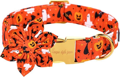 Unique style paws Halloween Dog Collar with Flower