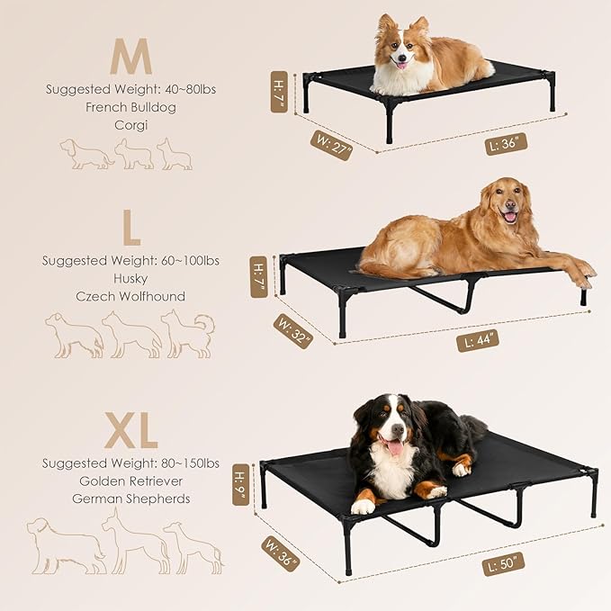 EHEYCIGA 50 Inch Elevated Dog Cot Beds for Extra Large Dogs