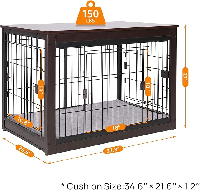 37.8 x 23.6 x 27.1 Inches Dog Crate Furniture Style for Small Medium Pets