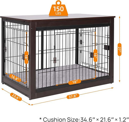 37.8 x 23.6 x 27.1 Inches Dog Crate Furniture Style for Small Medium Pets