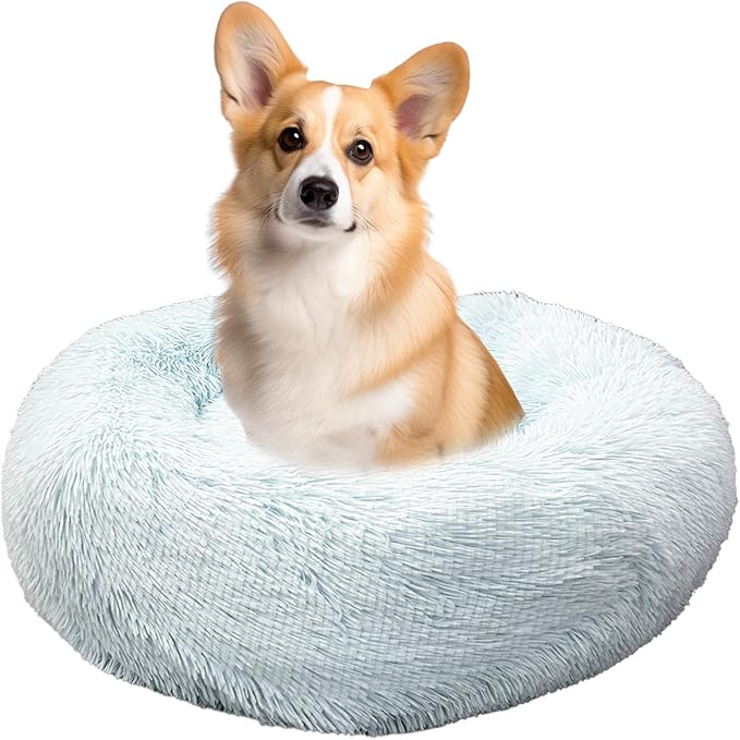 Deluxe Calming Dog Bed for Small Medium Dogs & Cats XS(20" x 20" x 6"))