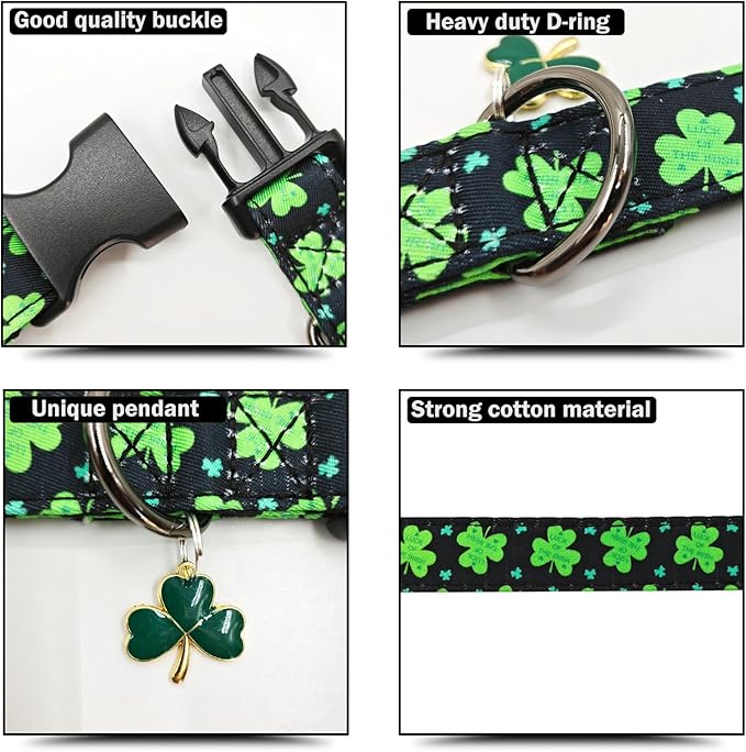 Clover Patterns Dog Collar with Accessories