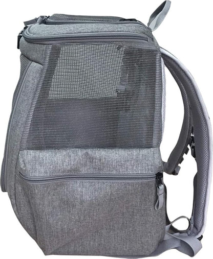 Travel Cat Navigator Carrier Bag - Premium Cat Backpacks for Carrying Cats, Travel, Hiking, Outdoor Use - Grey Mesh Backpacks for Small, Medium, Large Cats up to 25 LBS with Side Pockets, Zipper Clips