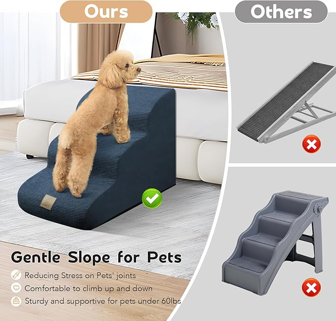 Mestuel Dog Stairs for Small Dogs 3 Steps 60 lbs,
