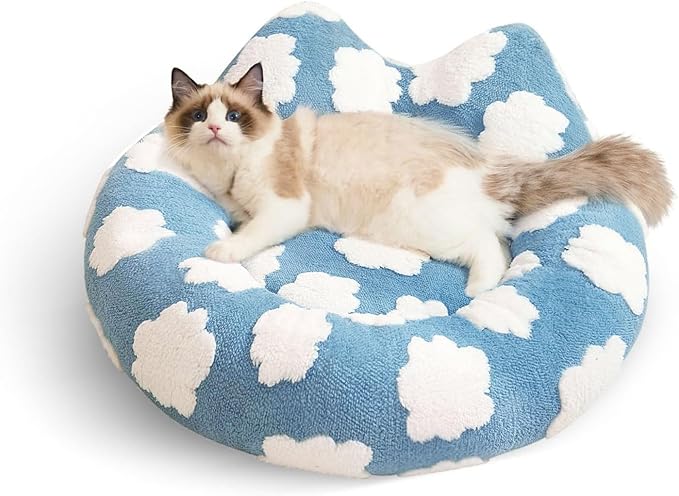 Waterproof Dog Bed & Cat Bed, Removable and Washable Dog Bed, Cozy Soft Round Dog Bed, Cute Dog Bed for Indoor Cats ＆ Small Dogs