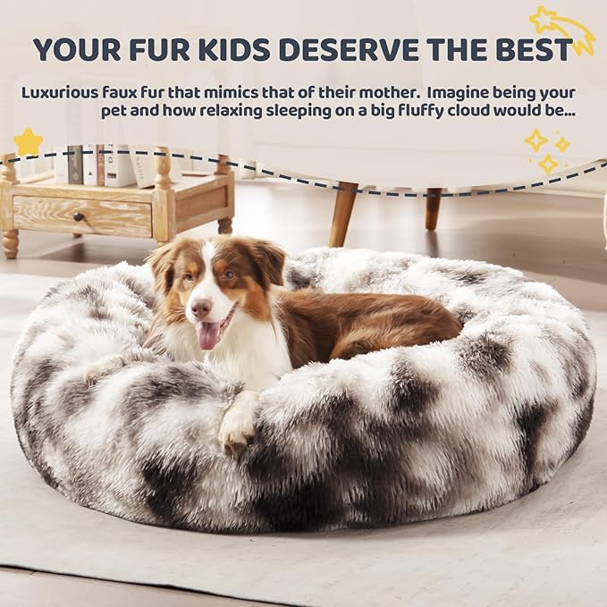 Calming Dog Bed for Medium Large Dogs 39", Ink