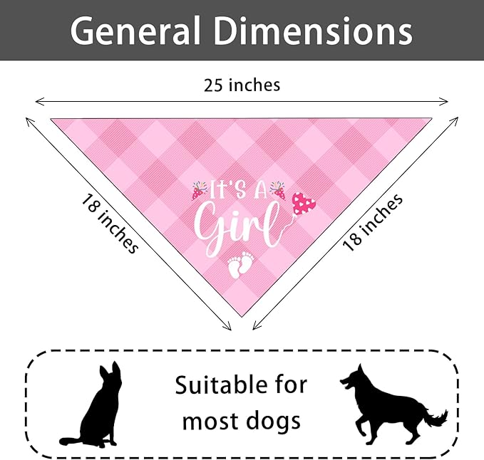 It's a Girl Gender Reveal Baby Announcement Dog Bandana Plaid Pink Dog Bandana Pregnancy Announcement Photo Prop Green Pet Scarf Decorations Accessories for Dog Lovers Owner Gift