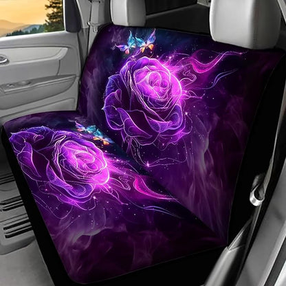 AFPANQZ Purple Rose Car Rear Seat Cover Non-Slip Stretch Universal Fit