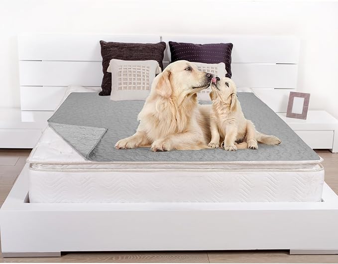 Stuffed Waterproof Dog Bed Cover Pet Blanket 52"X82", Grey