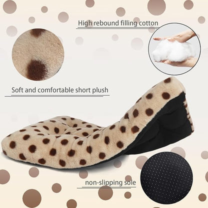 36 Inch Dog Crate Bed Washable Anti-Slip Short Plush Fits Dog Bed 36x23 Crate Beds for Medium Dogs Beige with Brown Dots