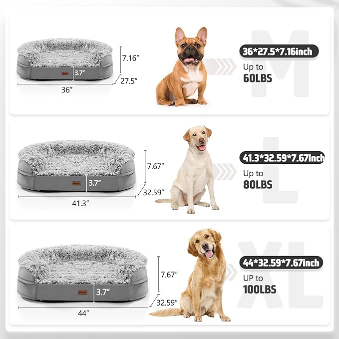3.7 inch Thickened Orthopedic Dog Beds for Large Dogs 28D Egg-Crate