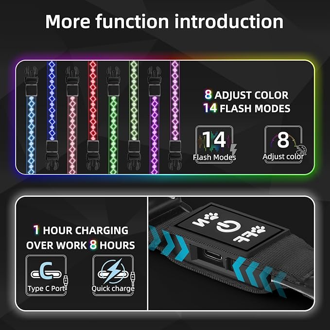 LED AirTag Dog Collar IP67 Waterproof 1,600 Feet