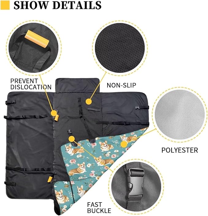 AFPANQZ Corgi Floral Car Dog Cat Seat Cover