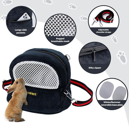 Guinea Pig Carrier Fleece Sugar Glider Bonding Pouch Soft Comfortable Going Out Small pet Travel Sleeping Bag with Adjustable Strap, Breathable Mesh Window and Removable Mat for Hedgehogs, Kittens