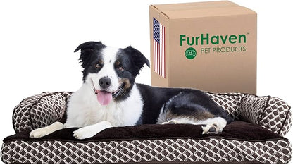 Furhaven Pillow Dog Bed for Large/Medium Dogs w/ Removable Bolsters & Washable Cover