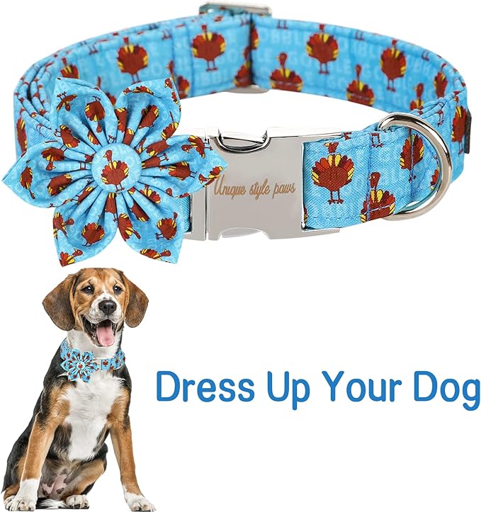 Unique style paws Thanksgiving Dog Collar with Flower