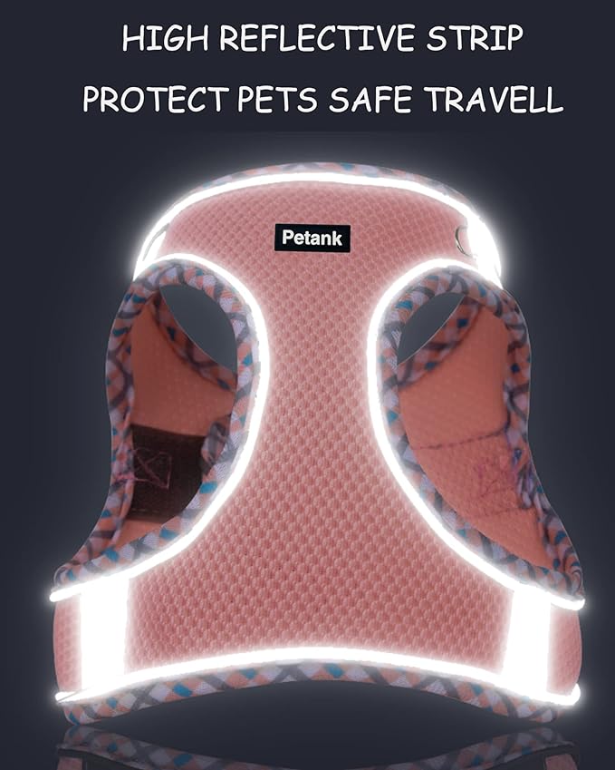 Petank Dog Harness for Small Medium Dogs No Pull, Puppy Harness and Leash Set, Easy Walk Dog Harness for Walking, Running, Training, Small Dog Harness, Medium Dog Harness (Pink, XS)