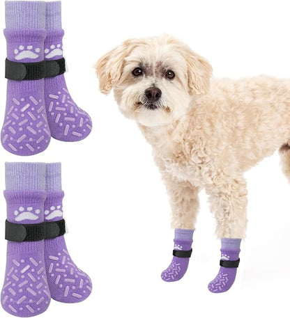 SCENEREAL Dog Socks to Prevent Licking Paws for Hot Pavement, Anti Slip Long Dog Grip Socks for Hardwood Floors, Dog Shoes Booties&Paw Protector for Small Medium Large Senior Dog, Pet Socks for Wounds