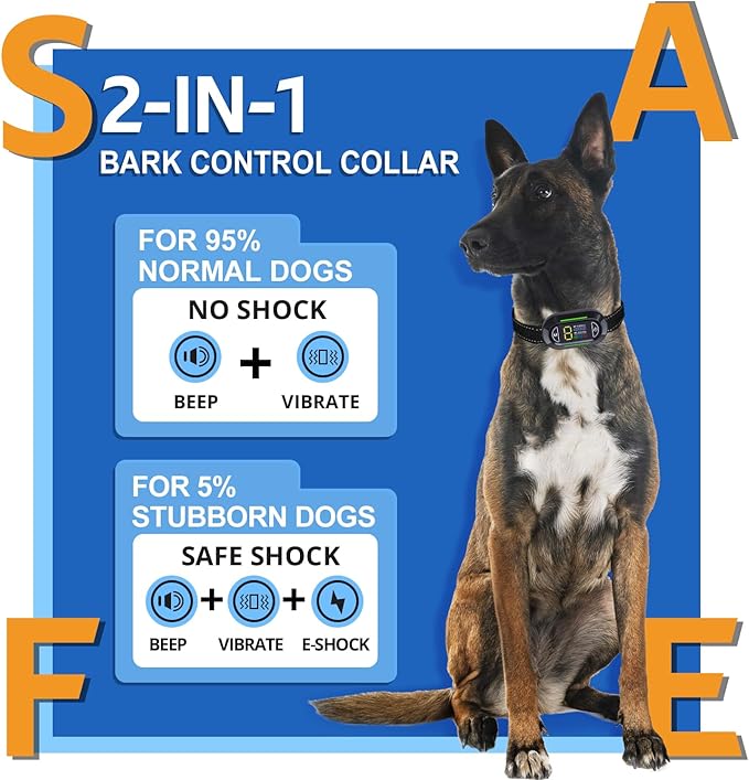 Dog Bark Collar IP67 Waterproof 4 Modes: 5 Sensitivity