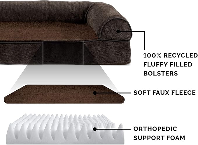 Furhaven Orthopedic Dog Bed for Medium/Small Dogs w/ Removable Bolsters & Washable Cover 35 lbs