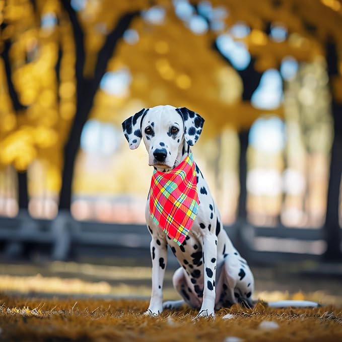 10PCS Large Dog Bandanas Plaid Large Breed XL for Extra Large Dog Big Bandanas Pack Kerchief Washable Triangle Bibs Head Scarves Scarfs Random Patterns for Boys and Girls Grooming Accessories