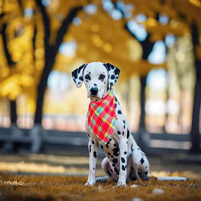10PCS Large Dog Bandanas Plaid Large Breed XL for Extra Large Dog Big Bandanas Pack Kerchief Washable Triangle Bibs Head Scarves Scarfs Random Patterns for Boys and Girls Grooming Accessories