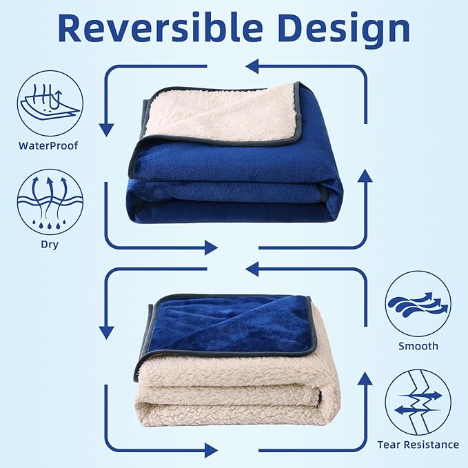 DaysU Waterproof Dog Blanket for Small Dogs 30"x40" Navy