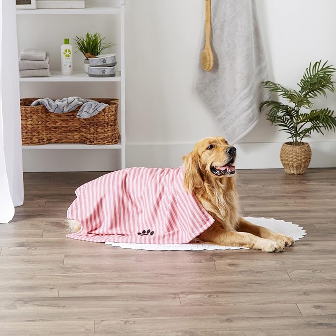 Bone Dry Pet Grooming Towel Collection Absorbent Microfiber X-Large 41x23.5", Striped