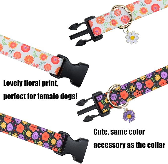 Flower Patterns Dog Collar with Accessories