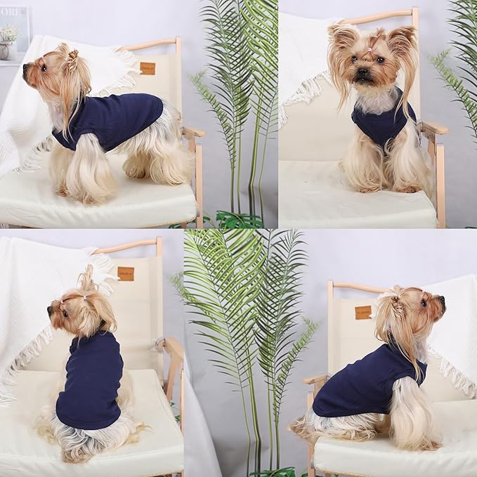 Dog Shirt Vest Clothes for Small Dogs Boy Girl Summer Solid Stretchy Puppy T-Shirts Soft Cool Breathable Lightweight Dog Sweatshirt Pet Cat Outfit