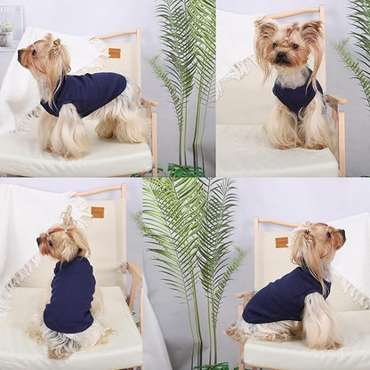 Dog Shirt Vest Clothes for Small Dogs Boy Girl Summer Solid Stretchy Puppy T-Shirts Soft Cool Breathable Lightweight Dog Sweatshirt Pet Cat Outfit