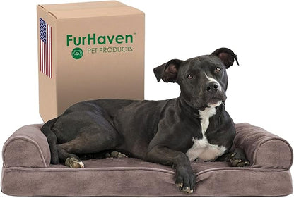 Furhaven Memory Foam Dog Bed for Medium/Small Dogs w/ Removable Bolsters & Washable Cover 35 lbs