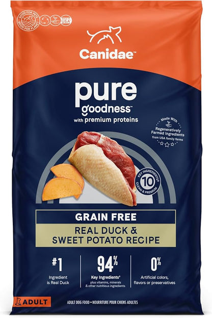 Canidae Pure Grain Free Adult Dry Dog Food, Real Duck & Sweet Potato, 12 lbs.