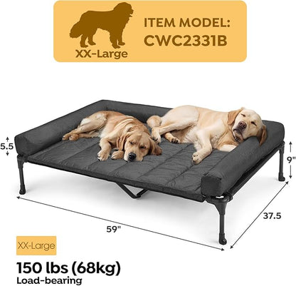 Veehoo Cooling Elevated Dog Bed + Waterproof Removable Pillow-Top Mat CWC2331B