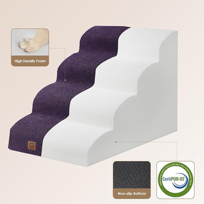EHEYCIGA Curved Dog Stairs for High Beds 19.7" H 4-Step Dog