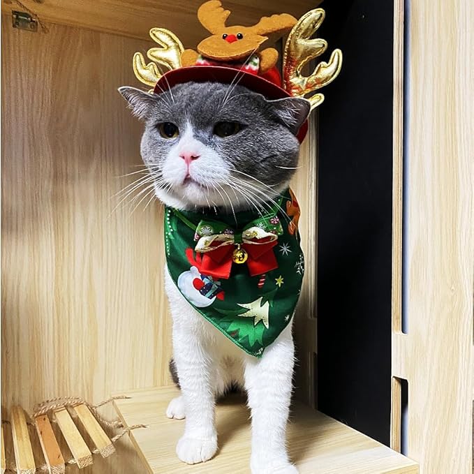 Christmas Costume for Pet Merry Christmas Bandanna Christmas Hat for Dog Cat Christmas Bandanna (Small)