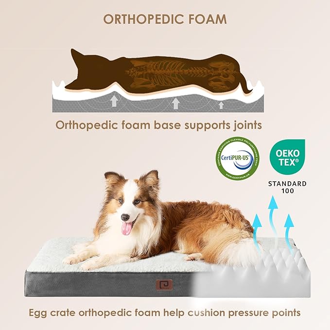EHEYCIGA Orthopedic Dog Beds for Large Dogs with Removable Washable Cover 36x27