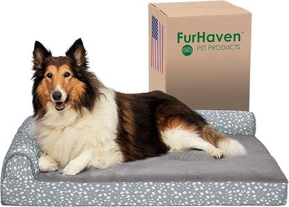 Furhaven Cooling Gel Dog Bed for Large Dogs w/ Removable Bolsters & Washable Cover 95 lbs