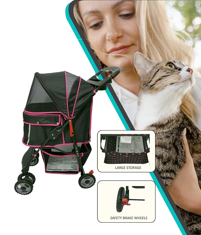 AmorosO 4 Wheels Pet Convenient Stroller