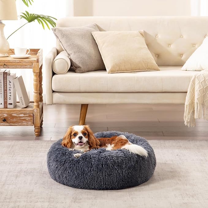 Calming Dog Bed for Medium Large Dogs 31", Dark