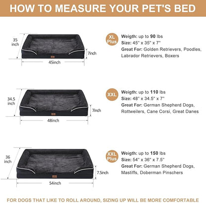 WNPETHOME Waterproof Dog Beds for Jumber Dogs, Orthopedic XXLarge Dog Bed with Sides, Big Dog Couch Bed with Washable Removable Cover, Pet Bed Sofa with Non-Slip Foam for Sleeping Black